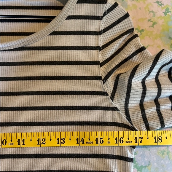 Free People | We The Free Good Find Stripe Tee Size Large Ruffle Cuff Nautical - Picture 6 of 8